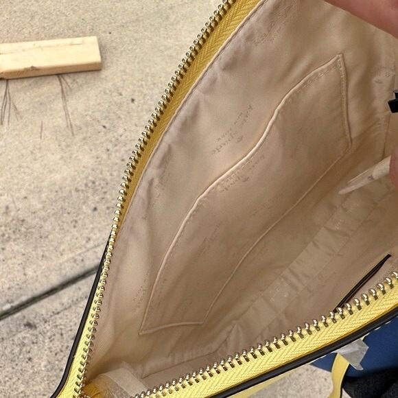 Kate Spade Crossbody Bag Yellow Leather Zip Top Shoulder Bag - Picture 10 of 12
